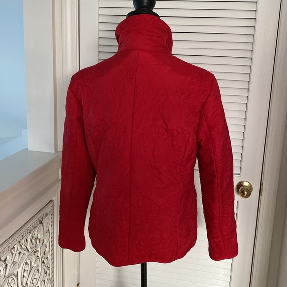 John Paul Richard Uniform Petite Red Silk Blend Jacket. Red Quilted Detail. PL - Picture 3 of 9